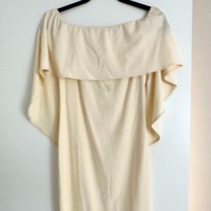 Off-shoulder Batwing Cape Dress - Cream - Small